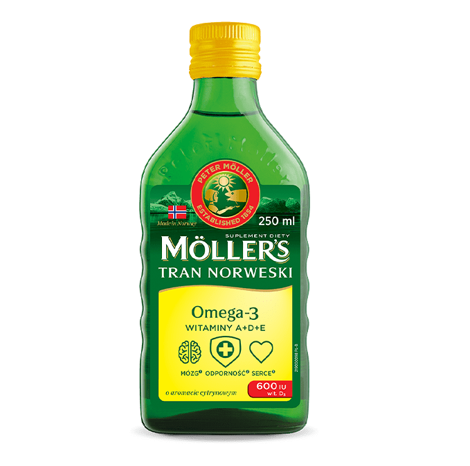 Cytrynowy tran norweski Möller’s - tran z wątroby dorsza do picia