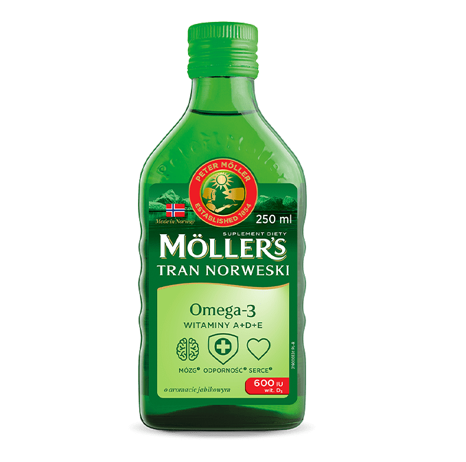Jabłkowy tran norweski Möller’s - tran z wątroby dorsza do picia