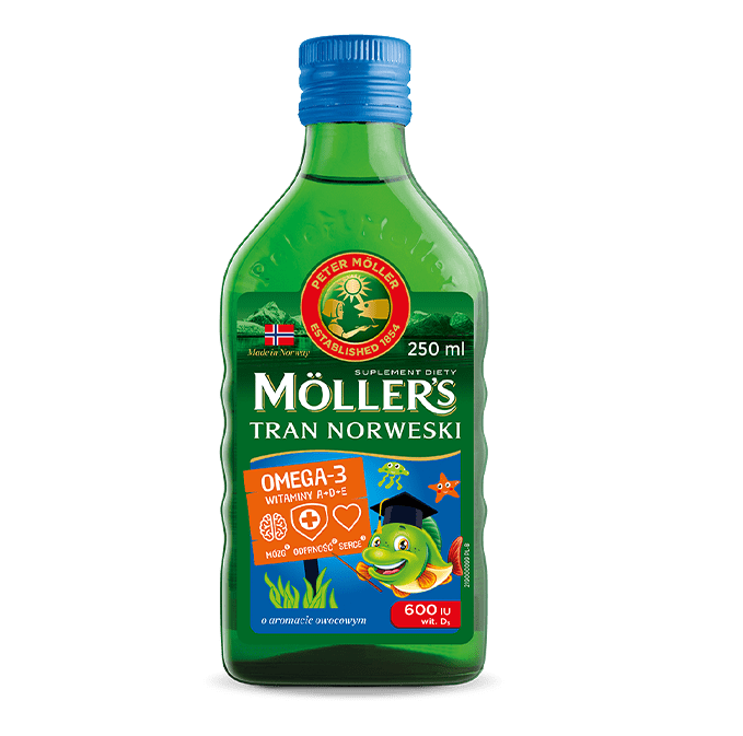 Owocowy tran norweski Möller’s - tran z wątroby dorsza do picia